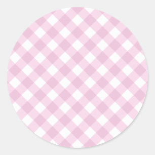 Baby Roze en White Gingham Pattern Ronde Sticker