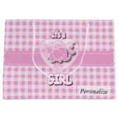 Baby Roze en witte gegiste Baby Large Cadeautasje (Voorkant)