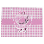 Baby Roze en witte gegiste Baby Large Cadeautasje (Achterkant)