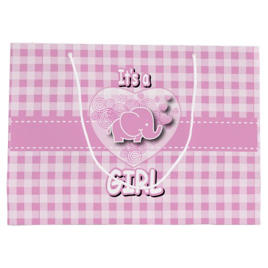 Baby Roze en witte gegiste Baby Large Cadeautasje (Achterkant)