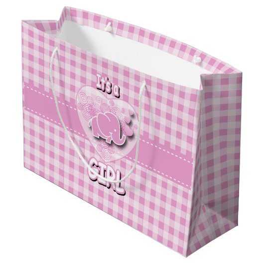 Baby Roze en witte gegiste Baby Large Cadeautasje (Achterkant Gekanteld)
