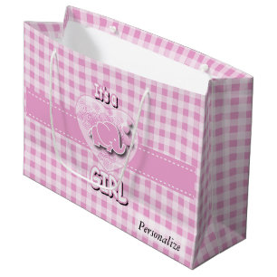 Baby Roze en witte gegiste Baby Large Cadeautasje