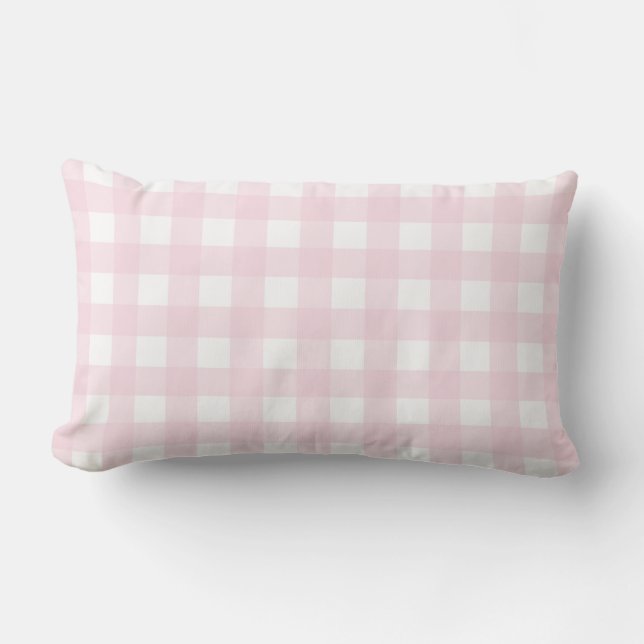 Baby roze en witte grote gingham Patroon. Kussen (Voorkant)