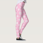 Baby roze en witte kerstsnowflake Patroon Leggings (Rechts)