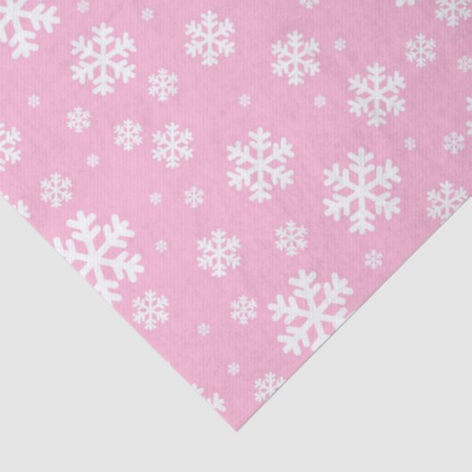 Baby roze en witte kerstsnowflakes patroon tissuepapier (Detail)