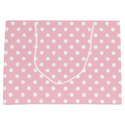 Baby roze en witte poka dot grote cadeautas (Voorkant)