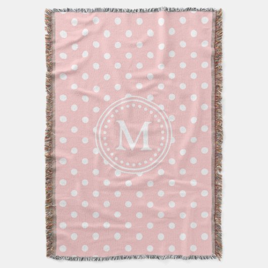 Baby Roze en Witte Stip Monogram Deken (Voorkant Verticaal)