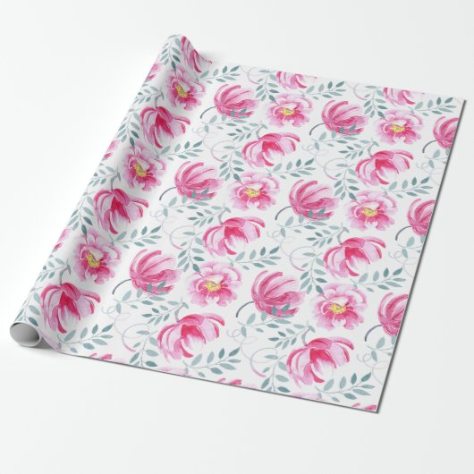 Baby Roze Engelse Rozen Cadeaupapier (Uitgerold)