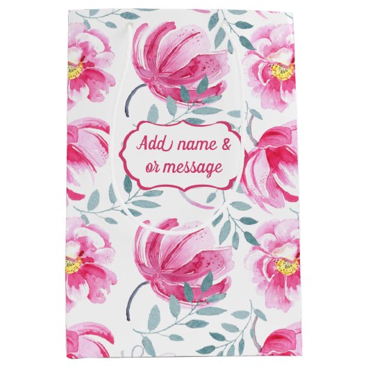 Baby Roze Engelse Rozen Medium Cadeauzakje (Voorkant)