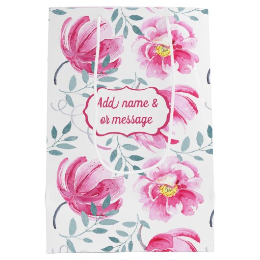 Baby Roze Engelse Rozen Medium Cadeauzakje (Achterkant)