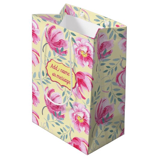 Baby Roze Engelse Rozen Middelgrote Gift Bag Medium Cadeauzakje (Achterkant Gekanteld)