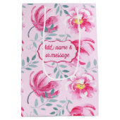 Baby Roze Engelstalige Roos Middelgrote Gift Bag Medium Cadeauzakje (Achterkant)