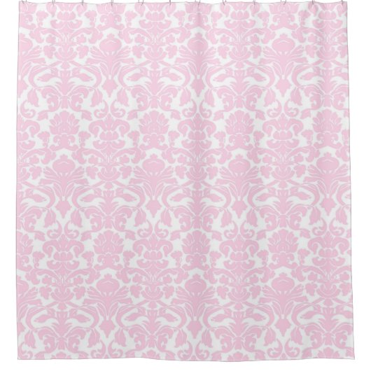 Baby Roze Floral Damask Shower Curtain Douchegordijn (Voorkant)