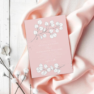 Baby Roze Frosty groen Eucalyptus bruiloft Kaart