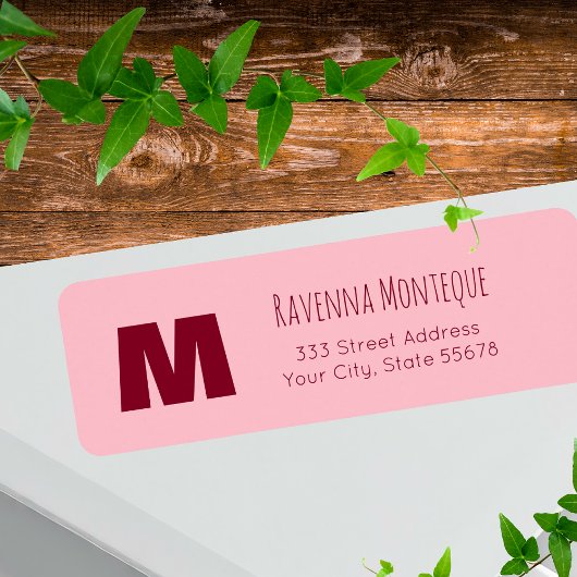 Baby Roze Gepersonaliseerde Monogram Letter Naam Etiket