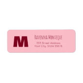 Baby Roze Gepersonaliseerde Monogram Letter Naam Etiket (Voorkant)
