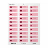 Baby Roze Gepersonaliseerde Monogram Letter Naam Etiket (Full Sheet)