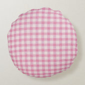 Baby Roze Gingham Initiaal Custom Rond Kussen (Achterkant)