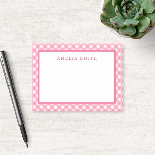 Baby Roze Gingham met Border Post-it® Notes