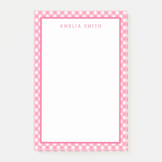 Baby Roze Gingham met Border Post-it® Notes (Voorkant)