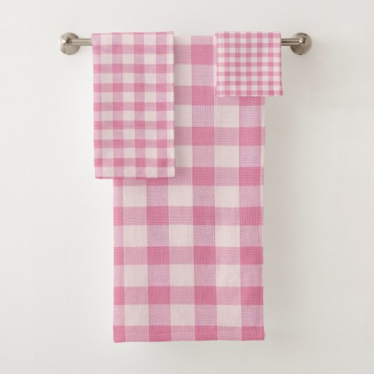 Baby Roze Gingham Patroon Bad Handdoek (Insitu)