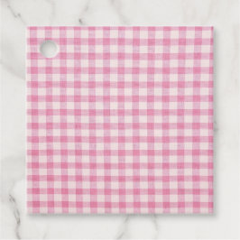 Baby Roze Gingham Patroon Bedankjes Labels
