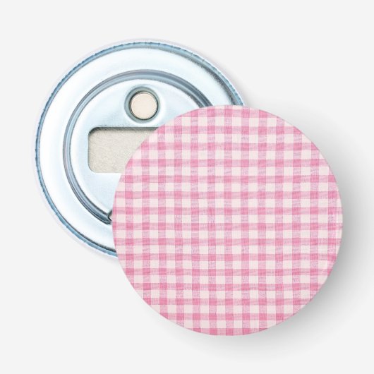 Baby Roze Gingham Patroon Button Flesopener (Voorkant)