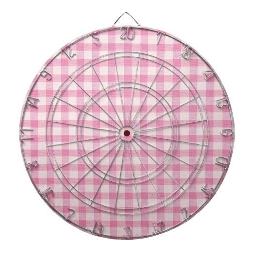 Baby Roze Gingham Patroon Dartbord (Voorkant)