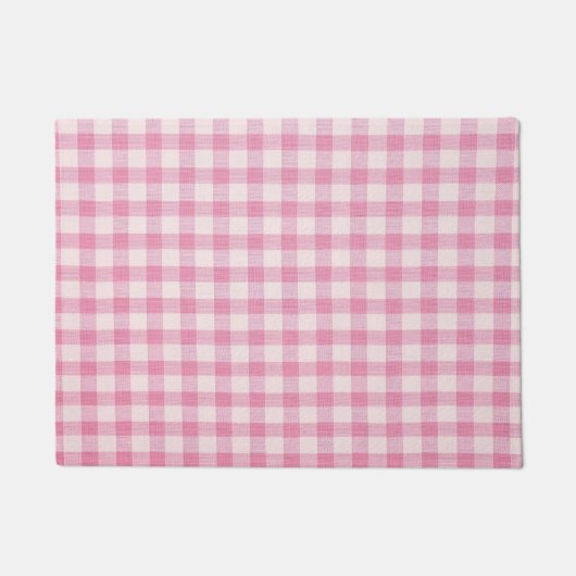 Baby Roze Gingham Patroon Deurmat (Voorkant)