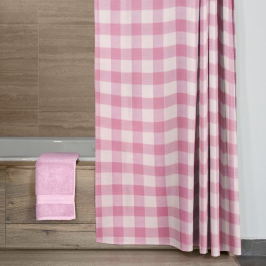 Baby Roze Gingham Patroon Douchegordijn