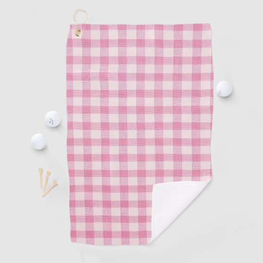 Baby Roze Gingham Patroon Golfhanddoek (Insitu)
