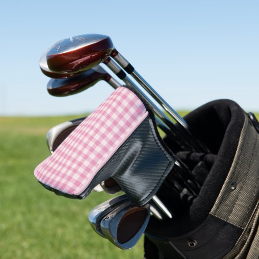 Baby Roze Gingham Patroon Golfheadcover (Insitu)