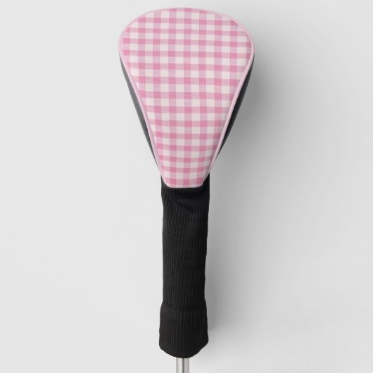 Baby Roze Gingham Patroon Golfheadcover (Voorkant)