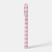 Baby Roze Gingham Patroon iPhone 15 Case (Linkerkant)