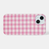 Baby Roze Gingham Patroon iPhone 15 Case (Achterkant horizontaal)