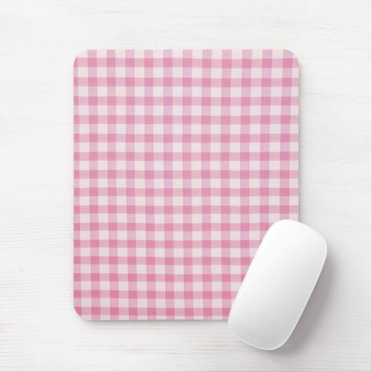 Baby Roze Gingham Patroon Muismat (Met muis)