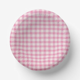 Baby Roze Gingham Patroon Papieren Kommen