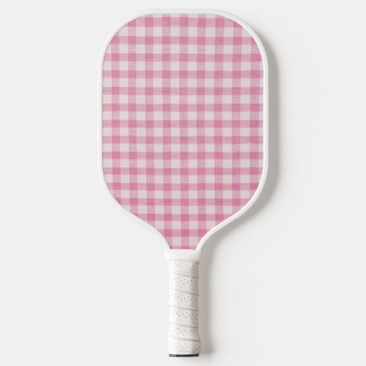 Baby Roze Gingham Patroon Pickleball Paddle (Voorkant)
