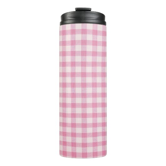 Baby Roze Gingham Patroon Thermosbeker (Voorkant)