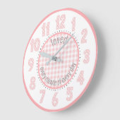 Baby roze gingham Polka Dot Numbers Neursery Clock Grote Klok (Hoek)