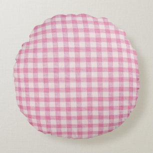 Baby Roze Gingham Rond Kussen