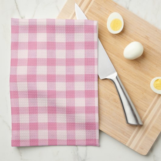 Baby Roze Gingham Stof Patroon Theedoek (Quarter Fold)