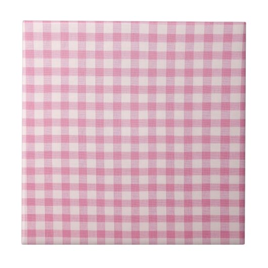 Baby Roze Gingham Tegeltje (Voorkant)