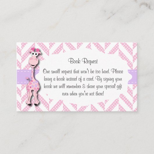 Baby Roze Giraffe Baby Jongen Douche Boek Aanvraag Informatiekaartje (Voorkant)