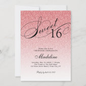 Baby roze glam glitter zoet 16 kaart (Voorkant)