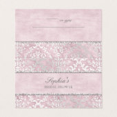 Baby Roze Glimmer Damask Wedding Place Card Visitekaartje (Buitenkant ongevouwen)