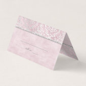 Baby Roze Glimmer Damask Wedding Place Card Visitekaartje (Achterkant)
