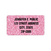 Baby roze glitter bedrukt etiket (Voorkant)