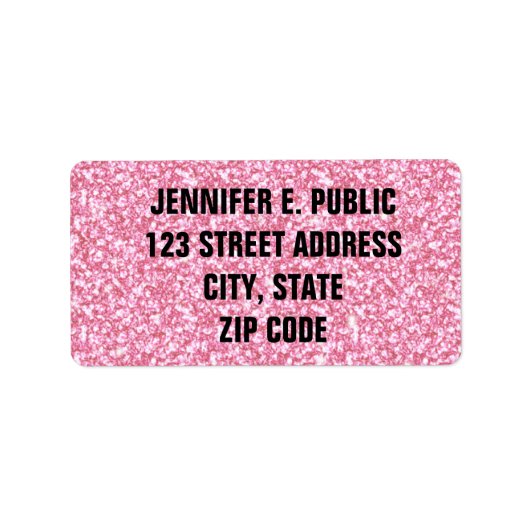 Baby roze glitter bedrukt etiket (Voorkant)