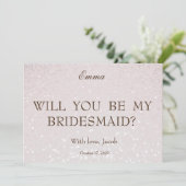 Baby roze glitter zal je mijn Bridesmaid zijn Kaart (Staand voorkant)
